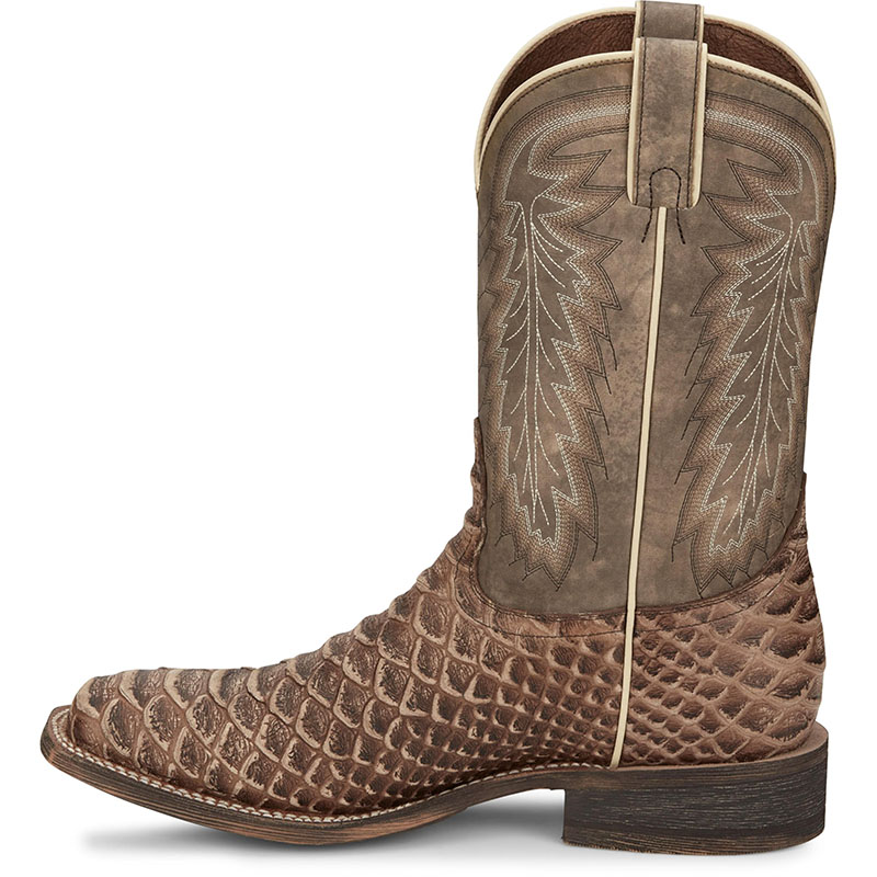 MEN\'S MESCALERO RUGGED SNAKE PRINT WESTERN BOOTS HR5604-Brown