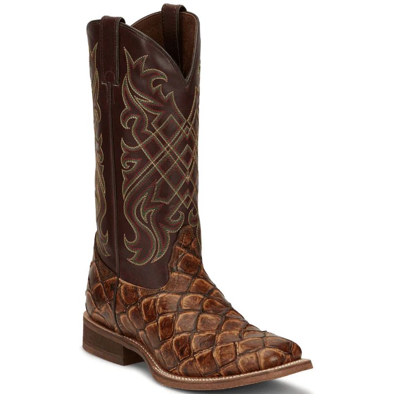 MEN'S BRYCE MAPLE BROWN PIRARUCU PRINT WESTERN BOOTS NB5561-Brown