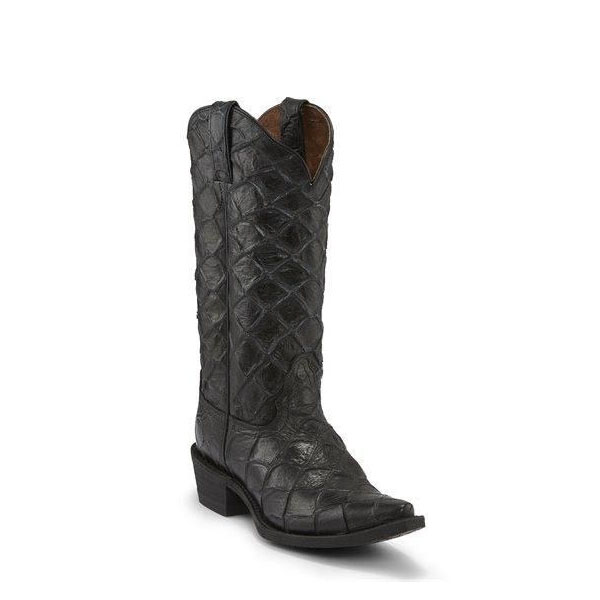 WOMEN'S POSH BESSIE BLACK EXOTIC FISH SCALE PRINT FASHION BOOTS NL7060-Black